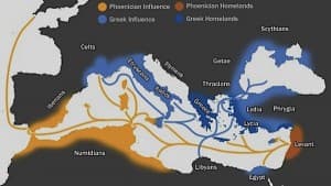 Mapa de la diáspora fenicia